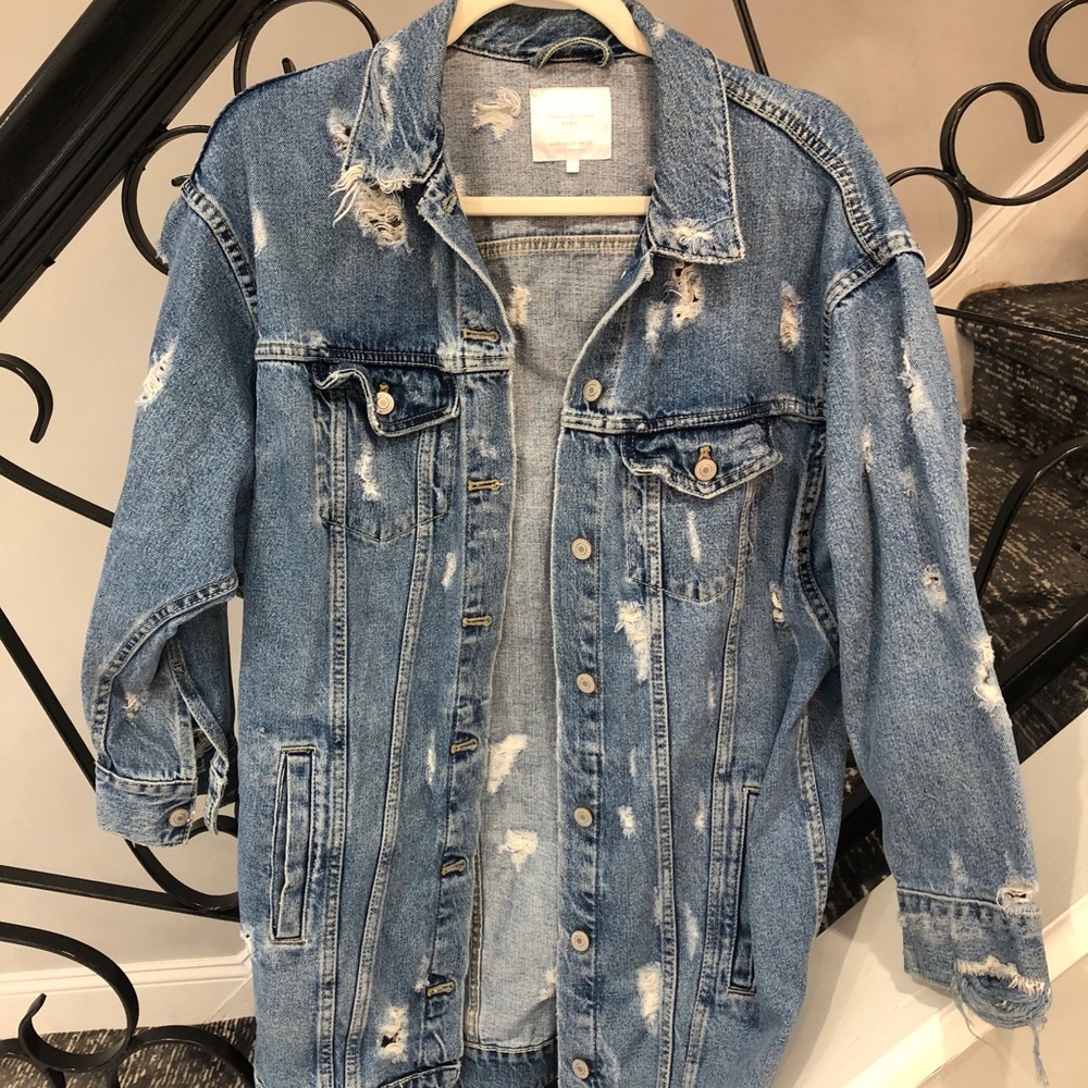 Oversized Zara denim ripped jacket